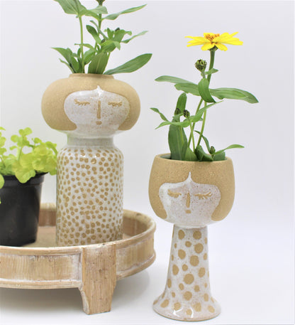 5x9&quot; Ceramic Face Vase, Natural White