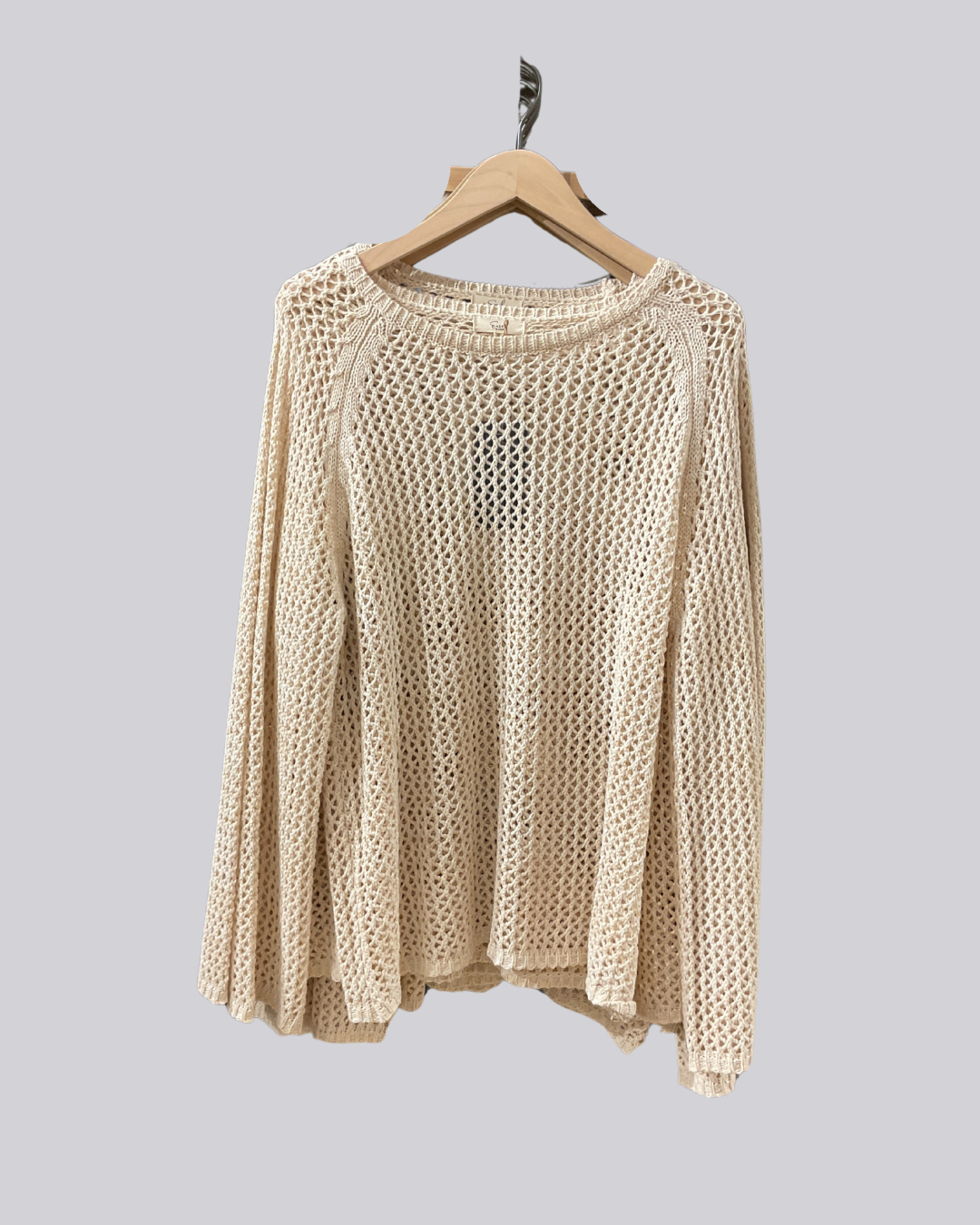Cream Fishnet Knit Sweater