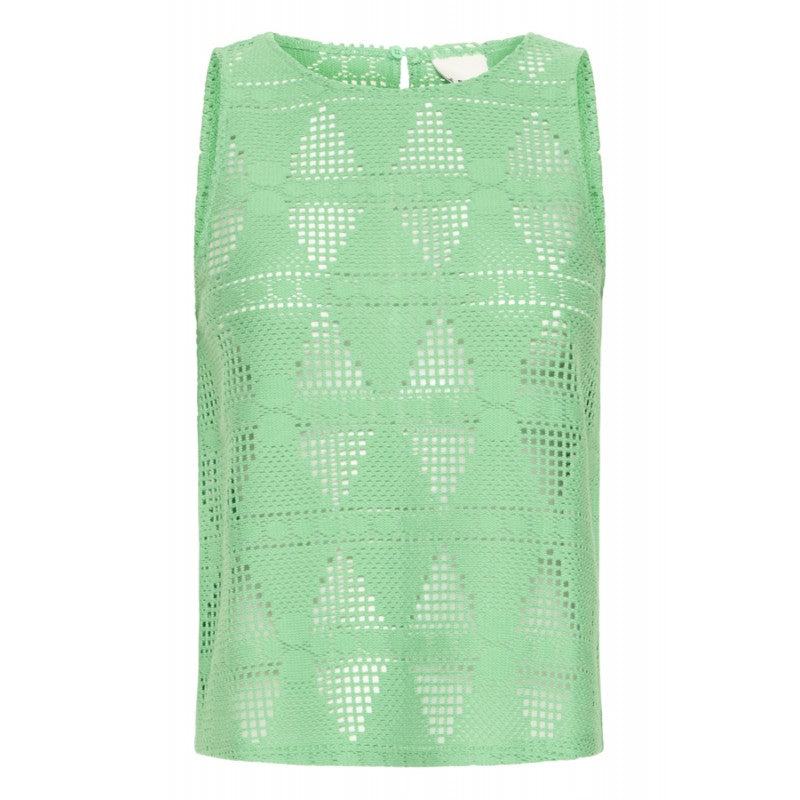 Vibrant Green Open-Knit Tank