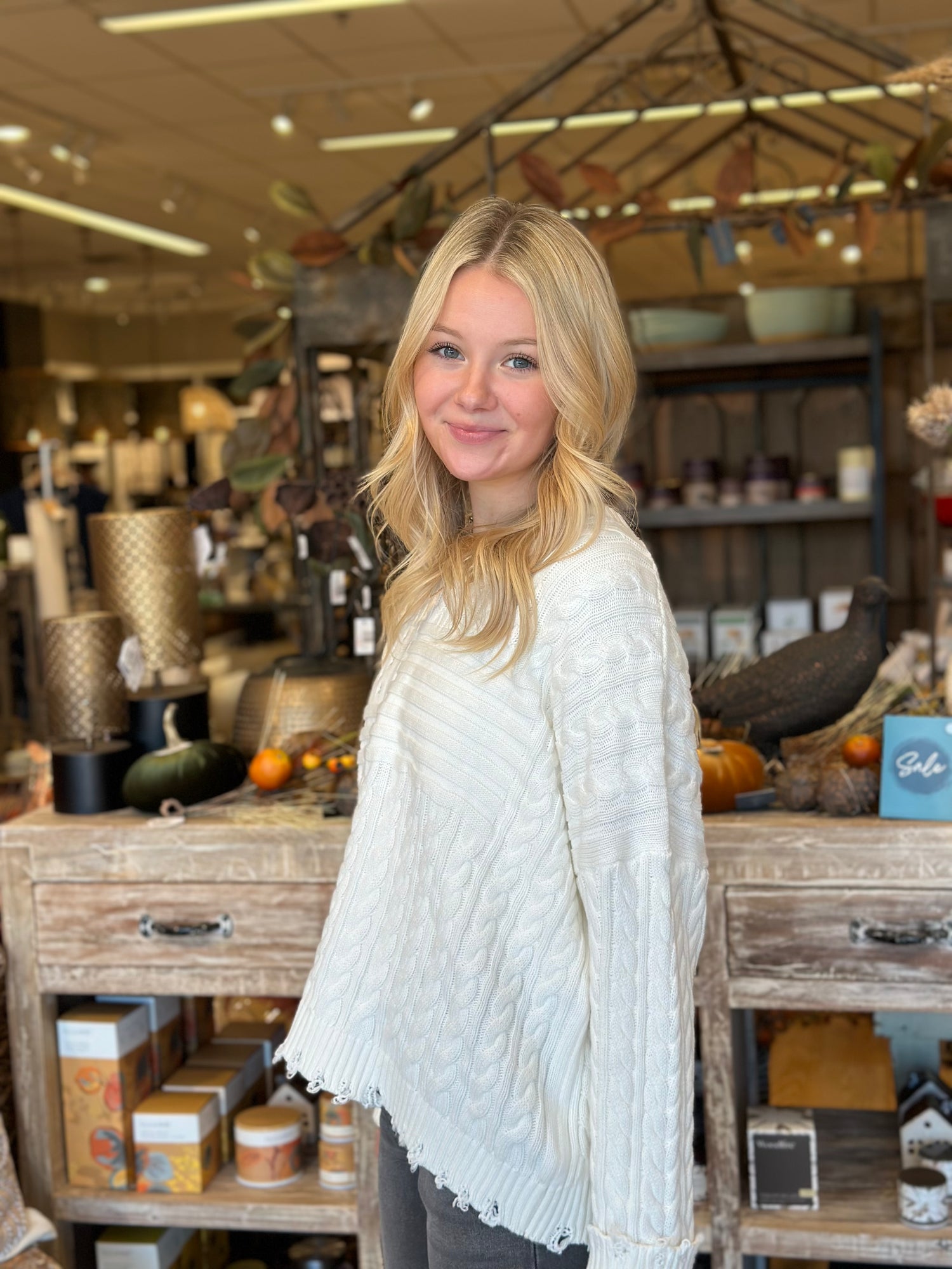 Cream American Flag Sweater