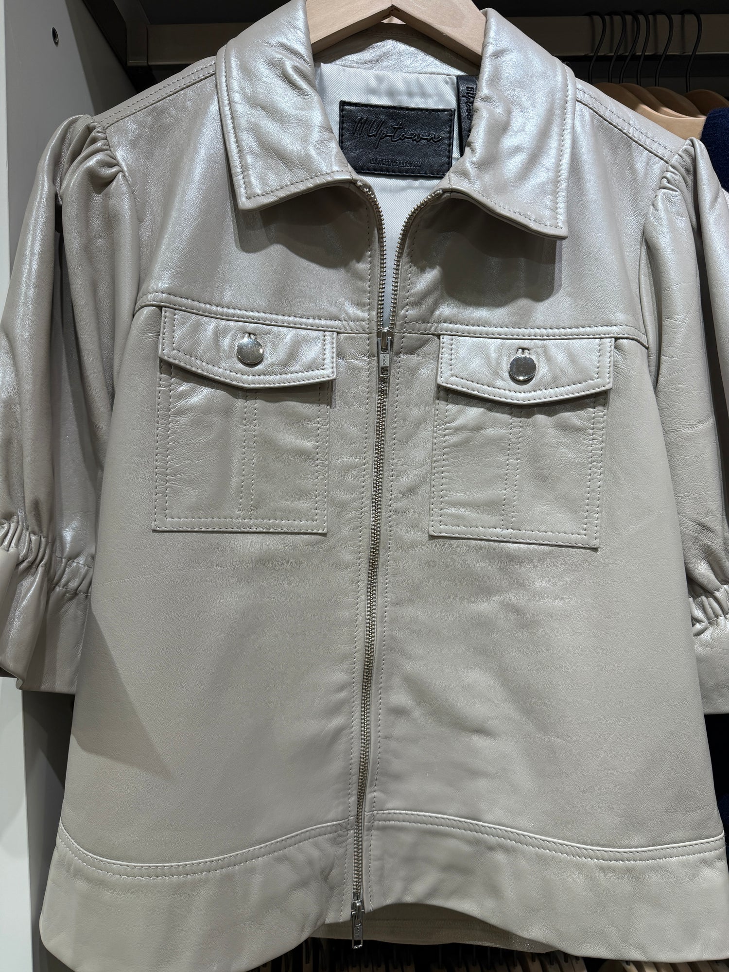 Bone Metallic Bomber Jacket