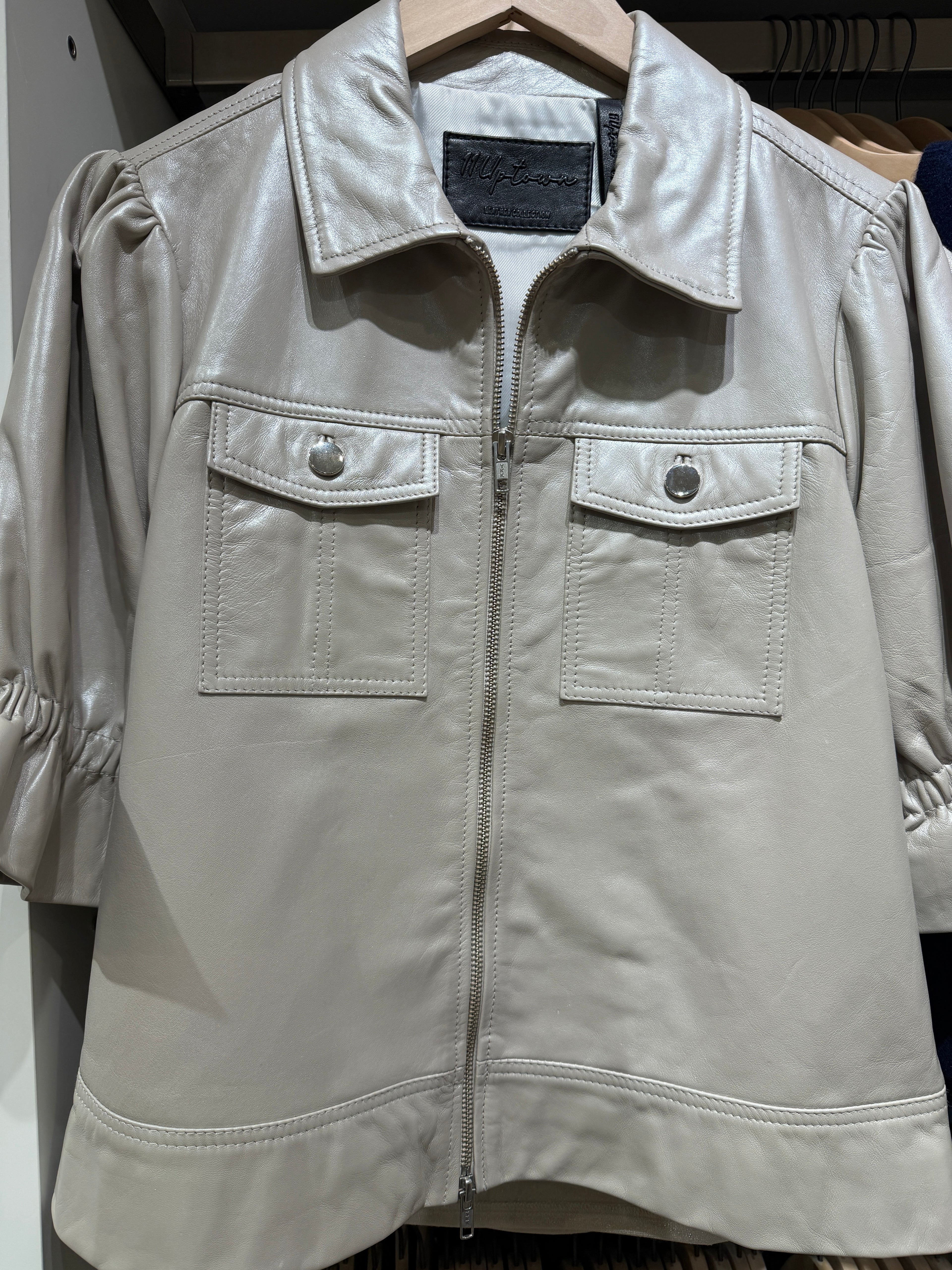 Bone Metallic Bomber Jacket