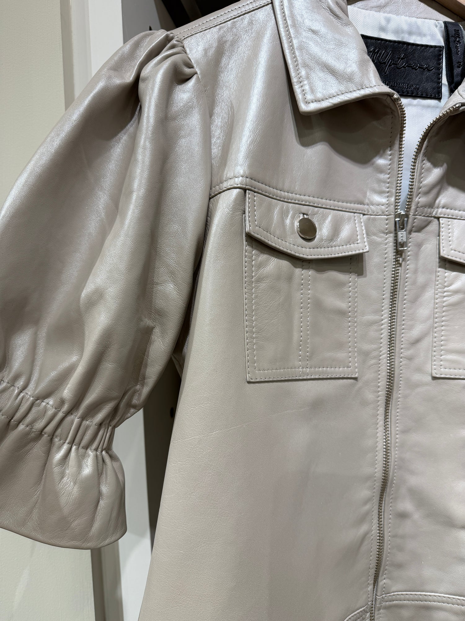 Bone Metallic Bomber Jacket