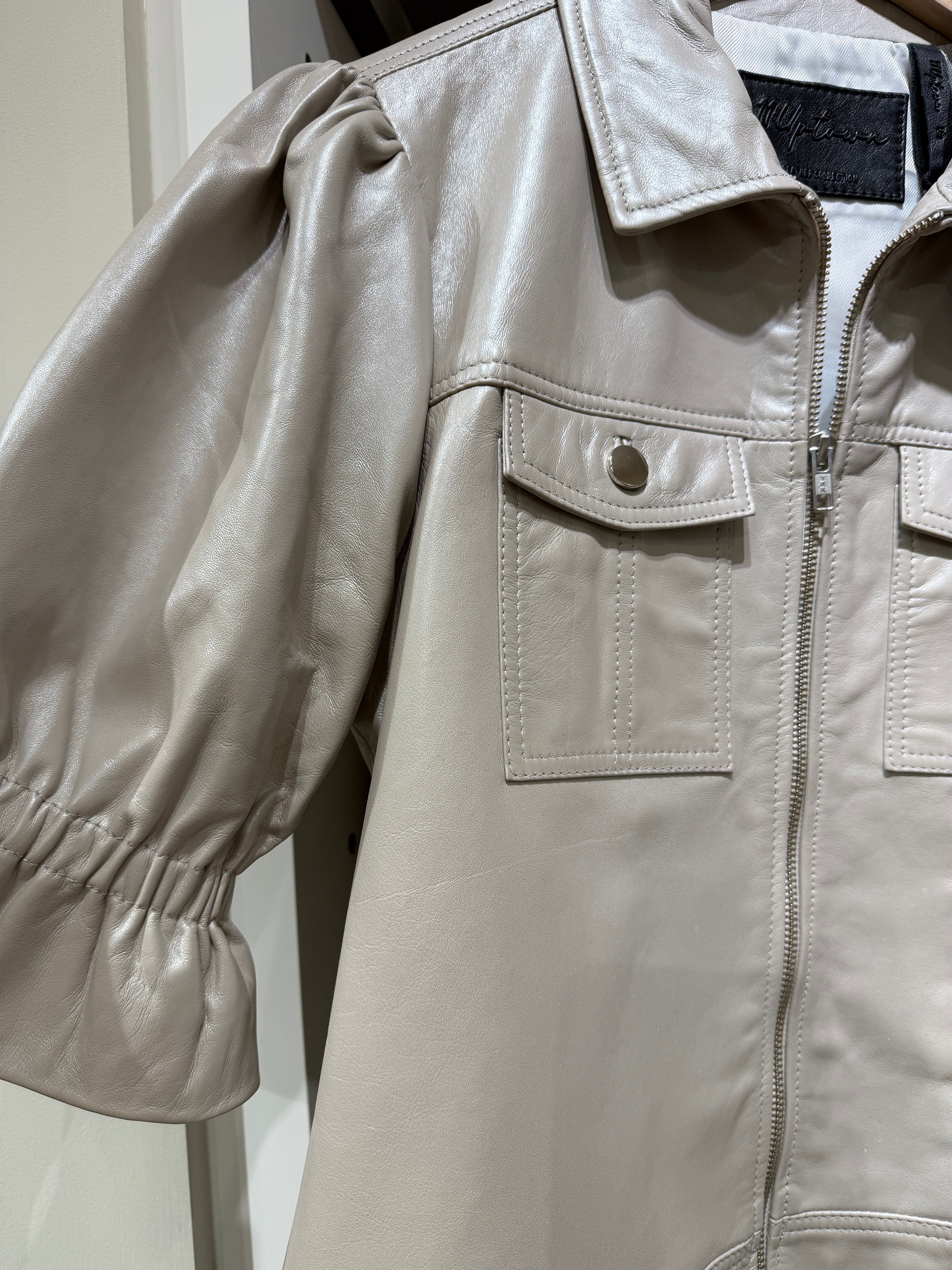 Bone Metallic Bomber Jacket