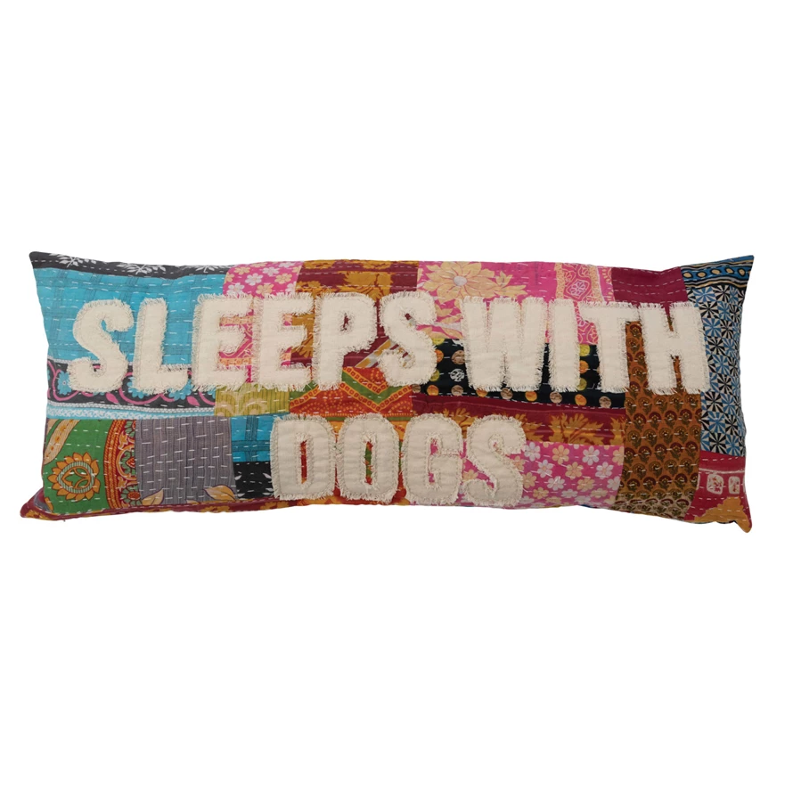 "Sleeps with Dogs" Pillow