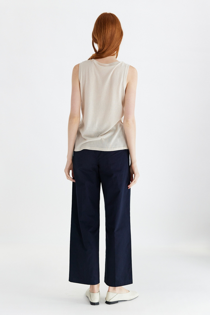 Heather Beige Cotton Tank Top