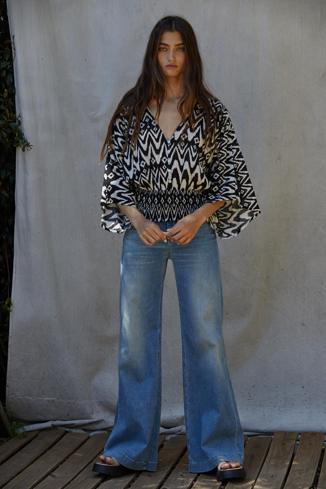 Smocked Waist Linen Crop Top