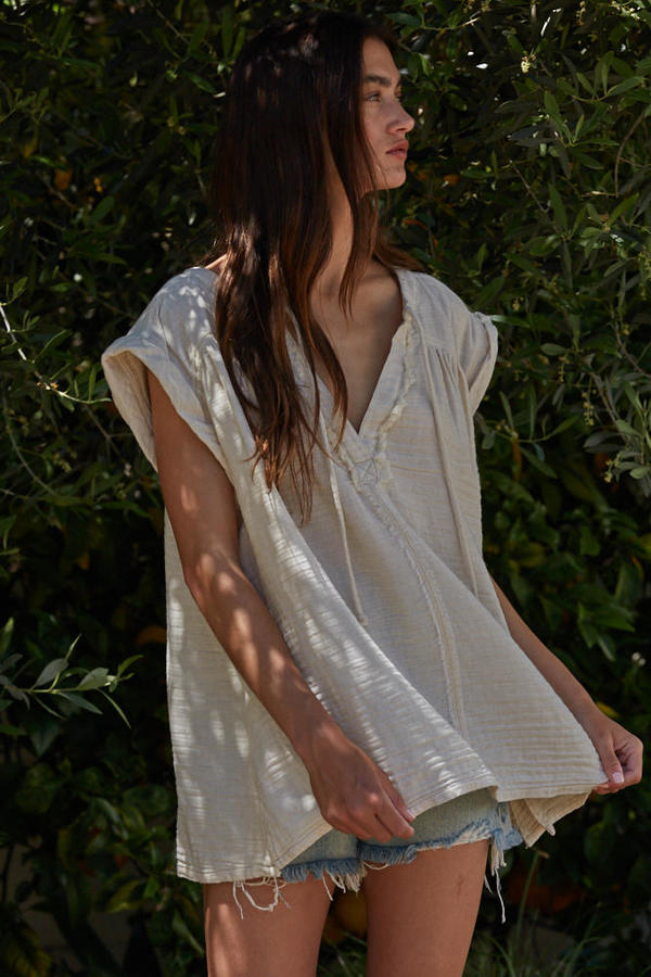 Natural Capped Sleeve Tunic