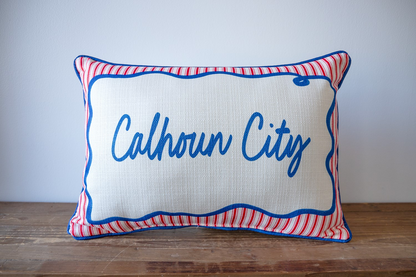 Swirly Oxford Ticking Pillow