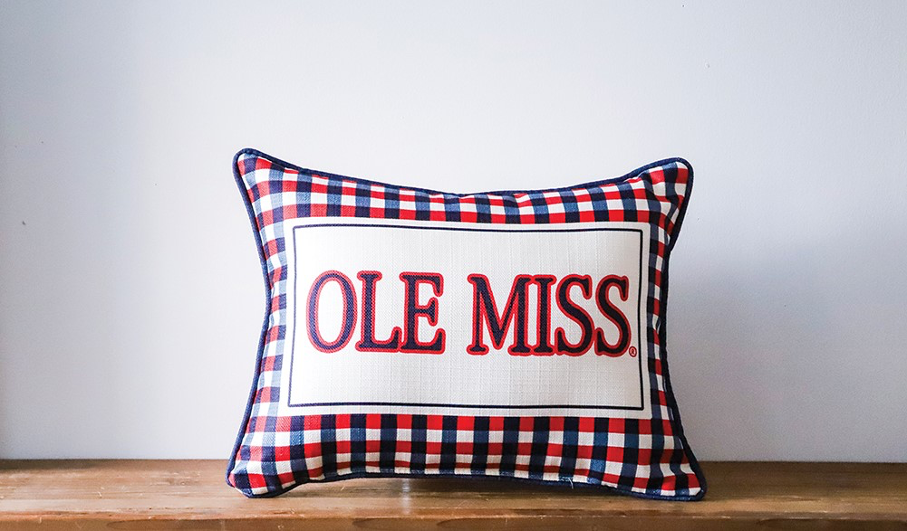 Ole Miss Gingham Pillow