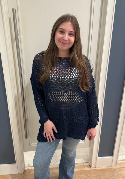 Lisbon Open Knit 3/4 Length Sweater