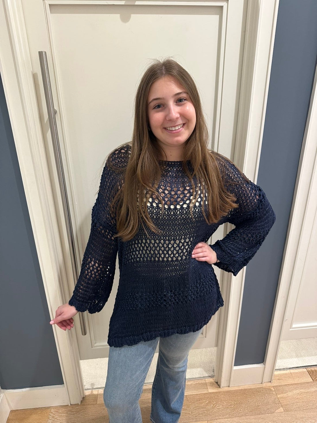 Lisbon Open Knit 3/4 Length Sweater