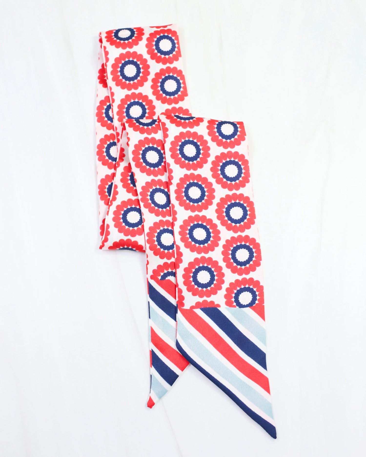 Skinny Retro Red &amp; Navy Floral Scarf
