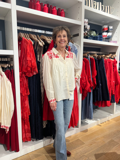 Western Blouse with Red Embroidery