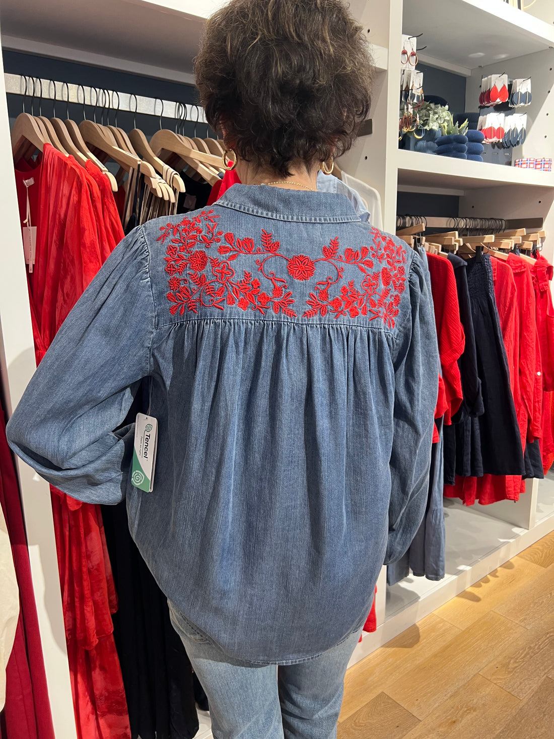 Western Blouse with Red Embroidery