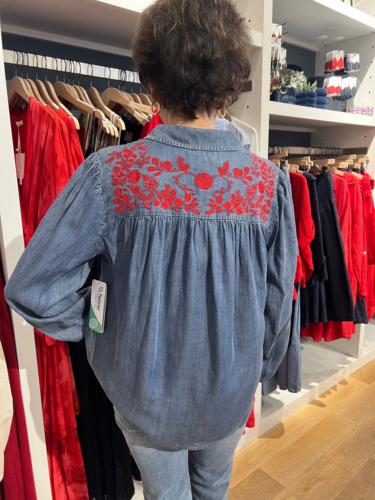 Western Blouse with Red Embroidery