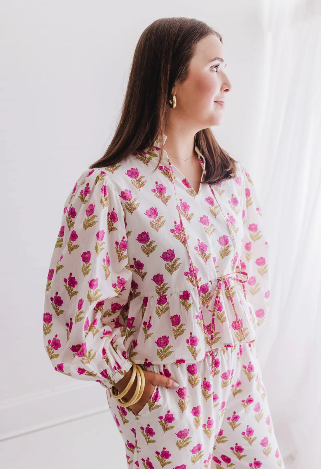 Magnolia Floral Two Piece Pajama Set