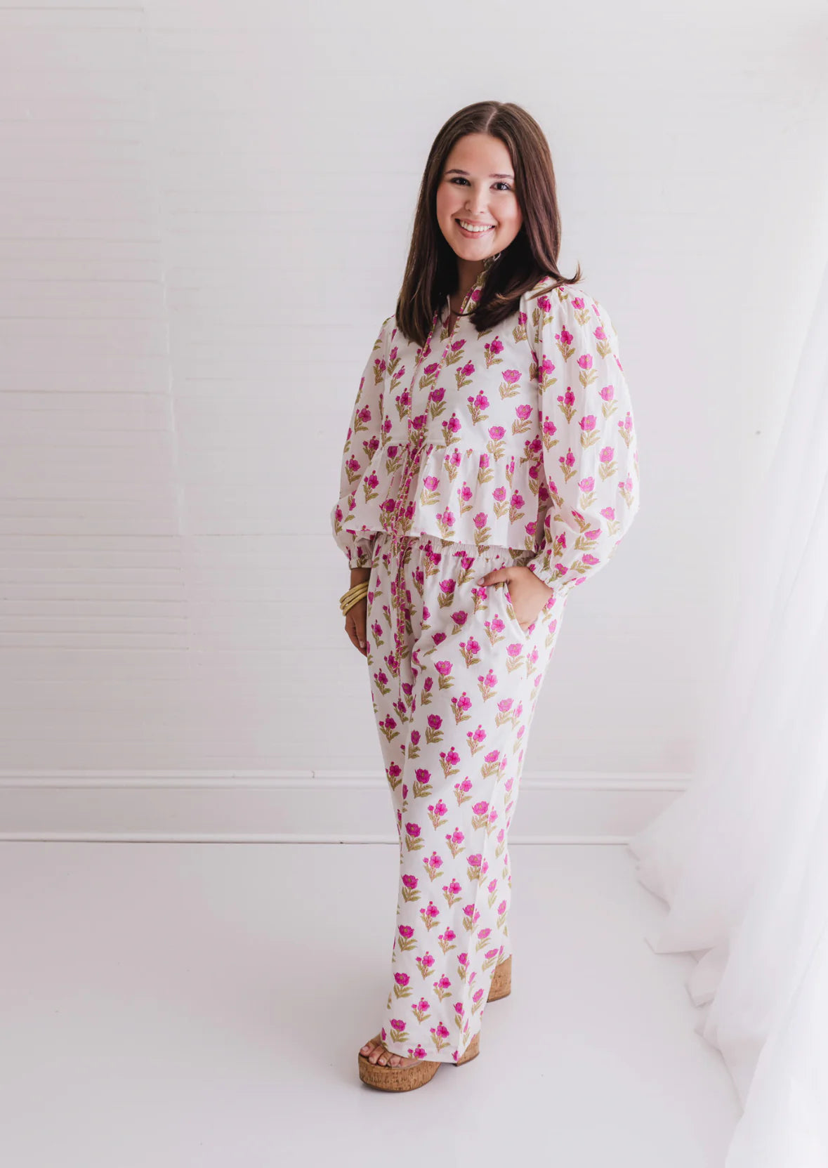 Magnolia Floral Two Piece Pajama Set
