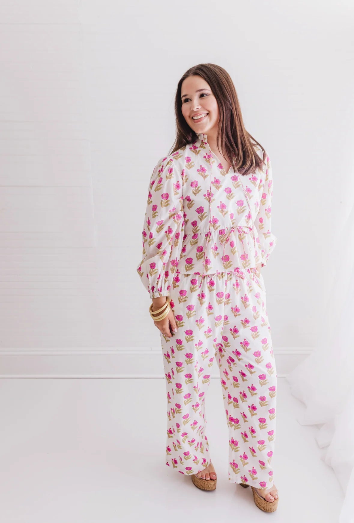 Magnolia Floral Two Piece Pajama Set