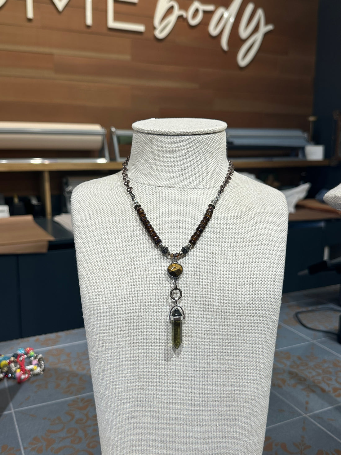 Brown and Crystal Necklace