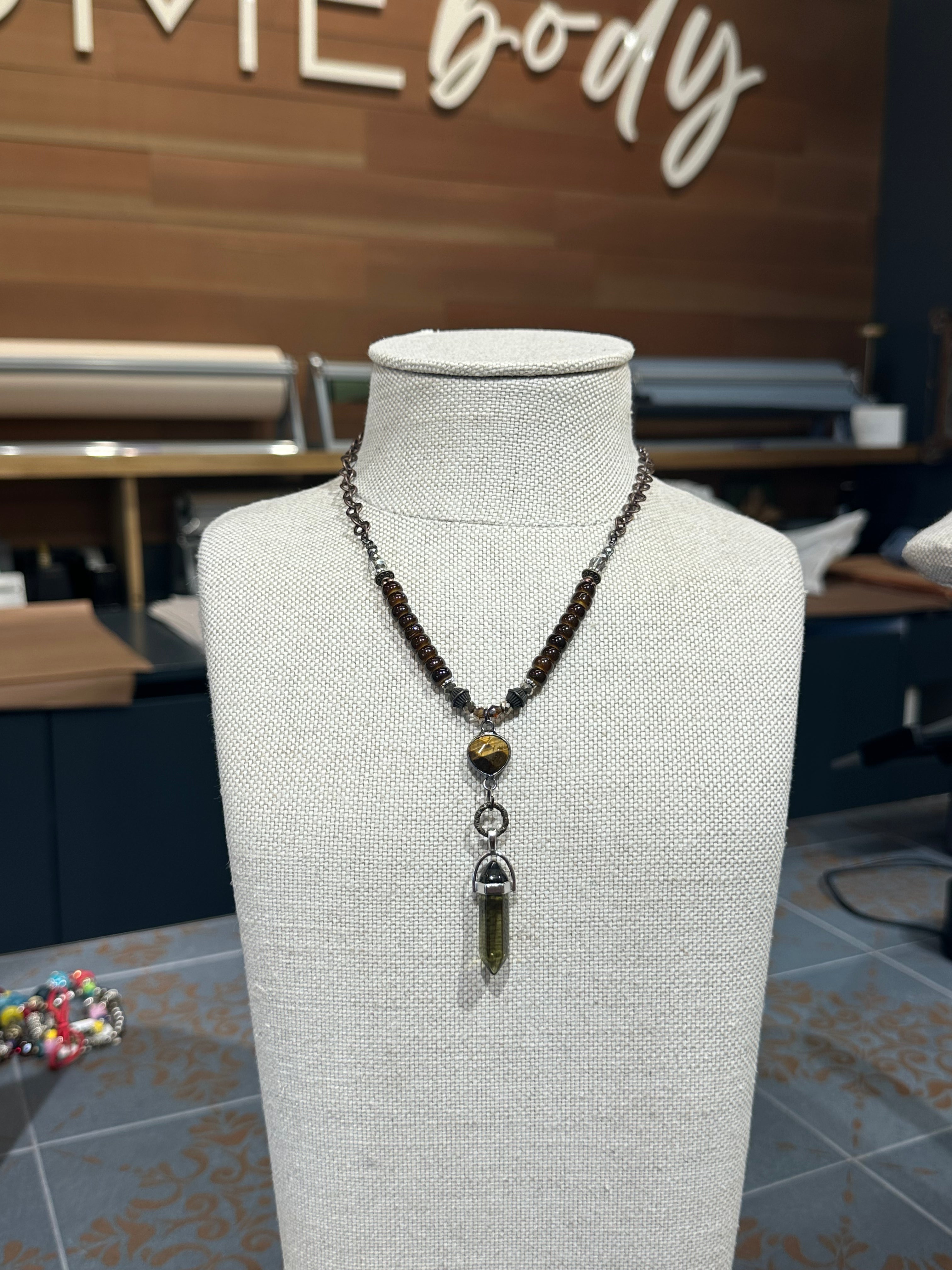 Brown and Crystal Necklace