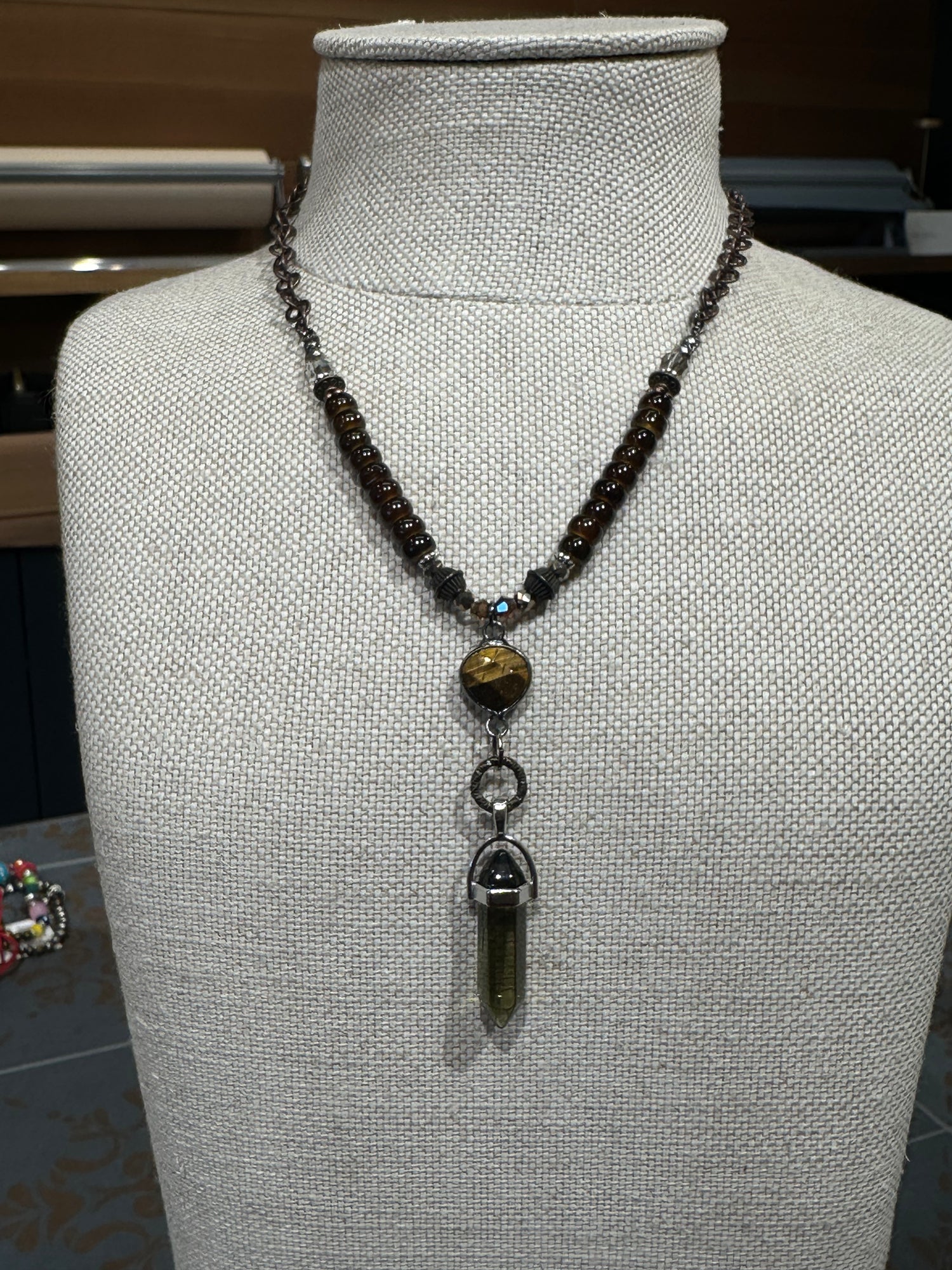 Brown and Crystal Necklace