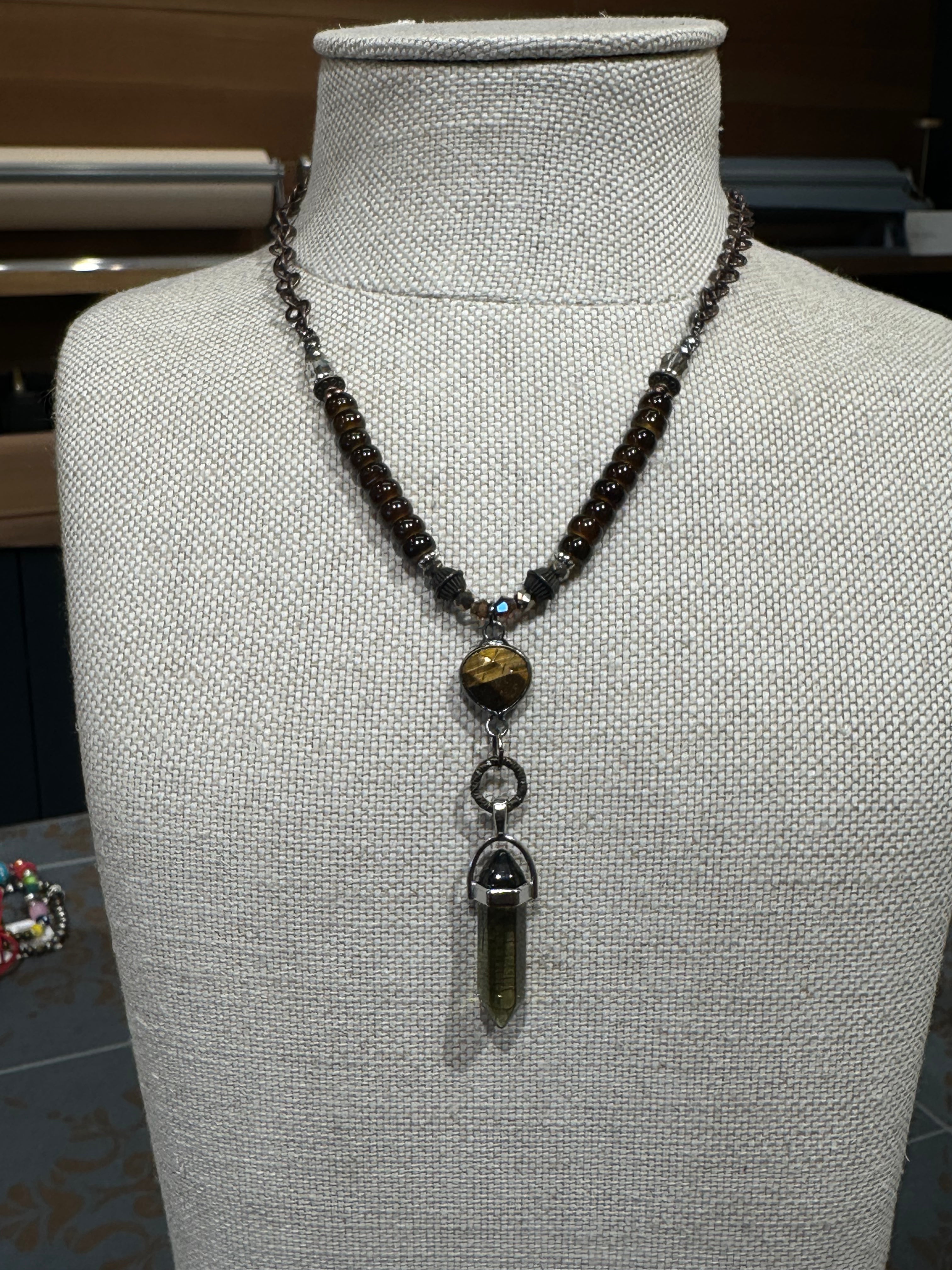 Brown and Crystal Necklace