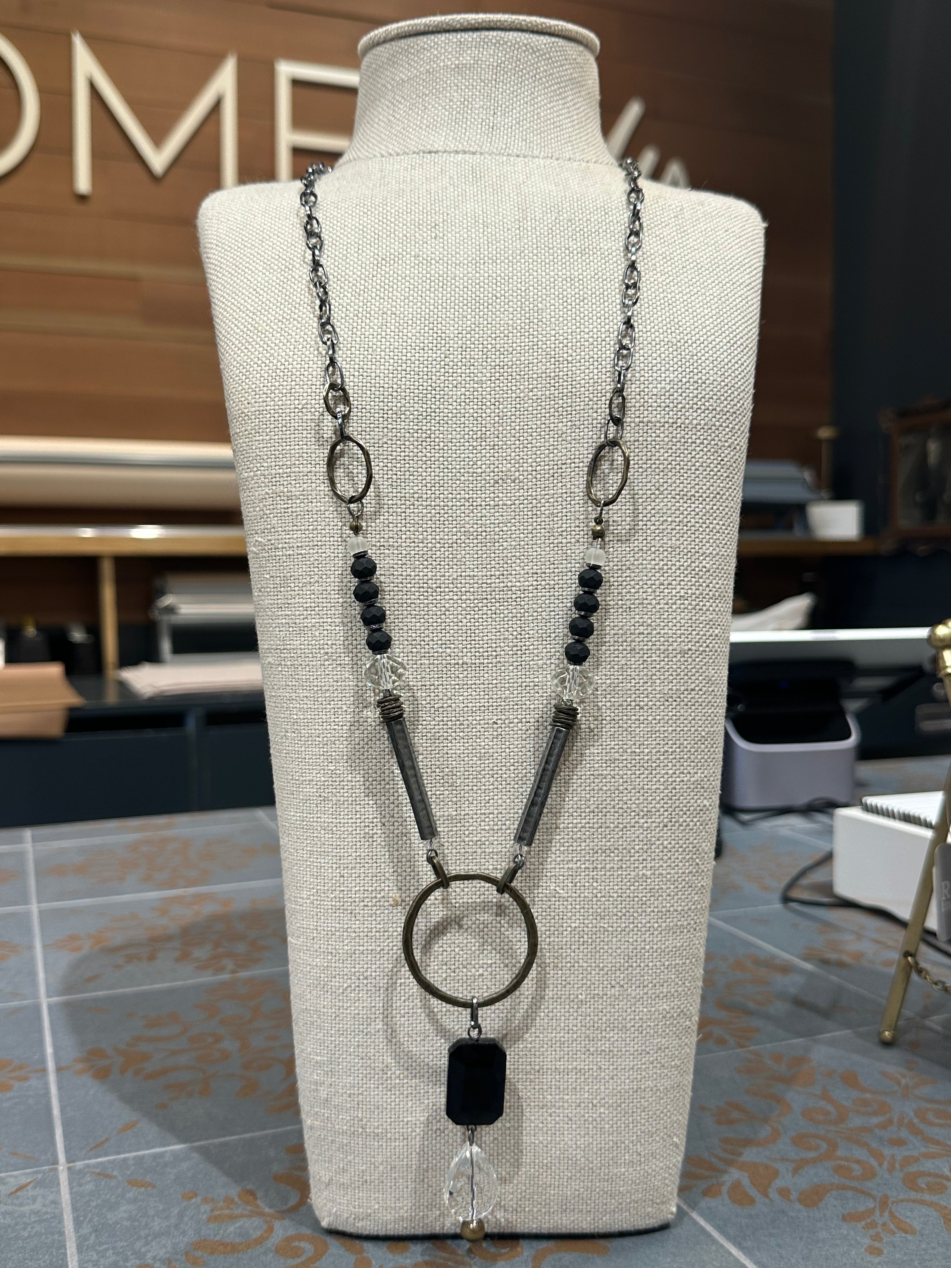 Black and Crystal Necklace