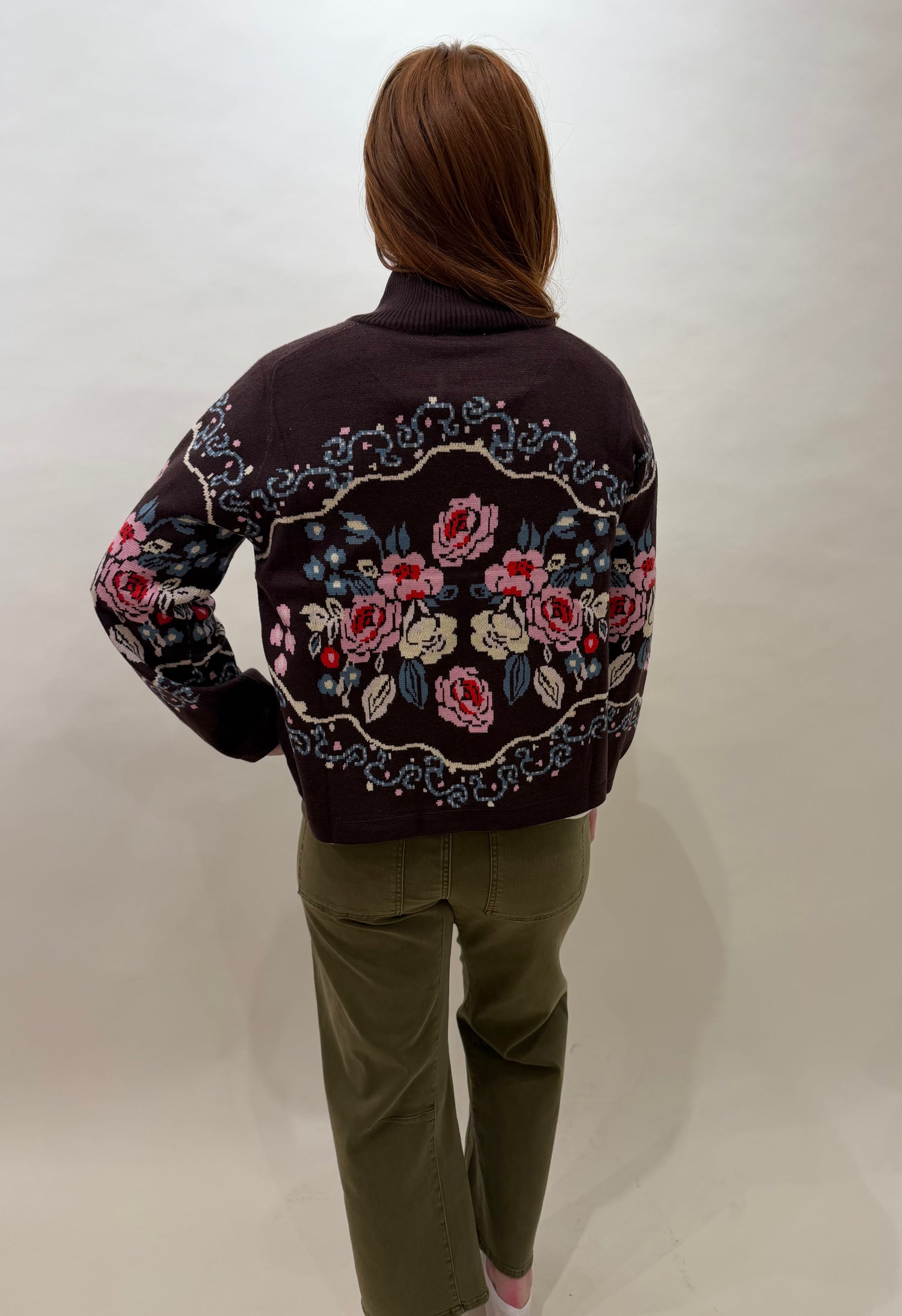 Embroidered Floral Sweater Jacket