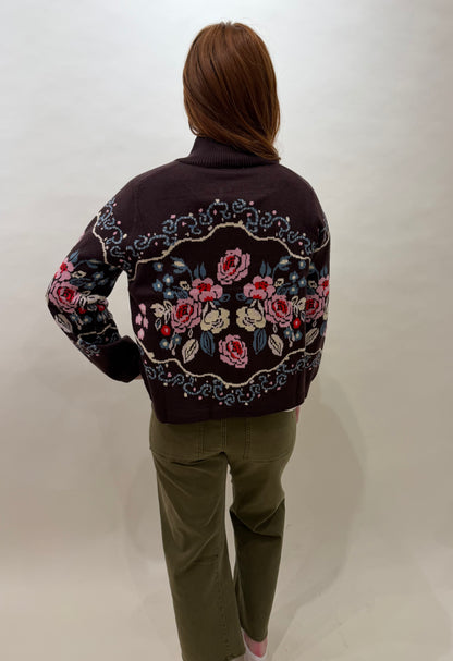 Embroidered Floral Sweater Jacket