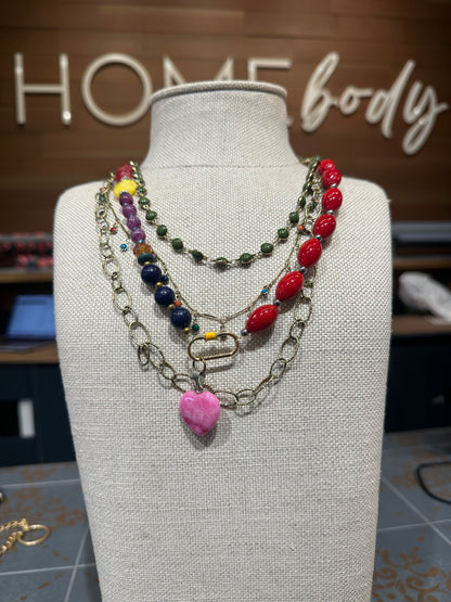 Colorful Beaded Heart Necklace