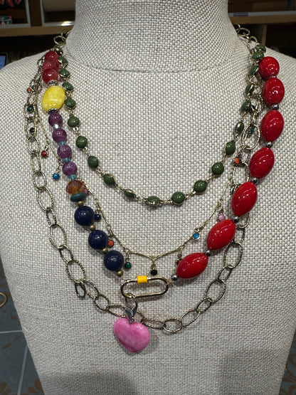 Colorful Beaded Heart Necklace