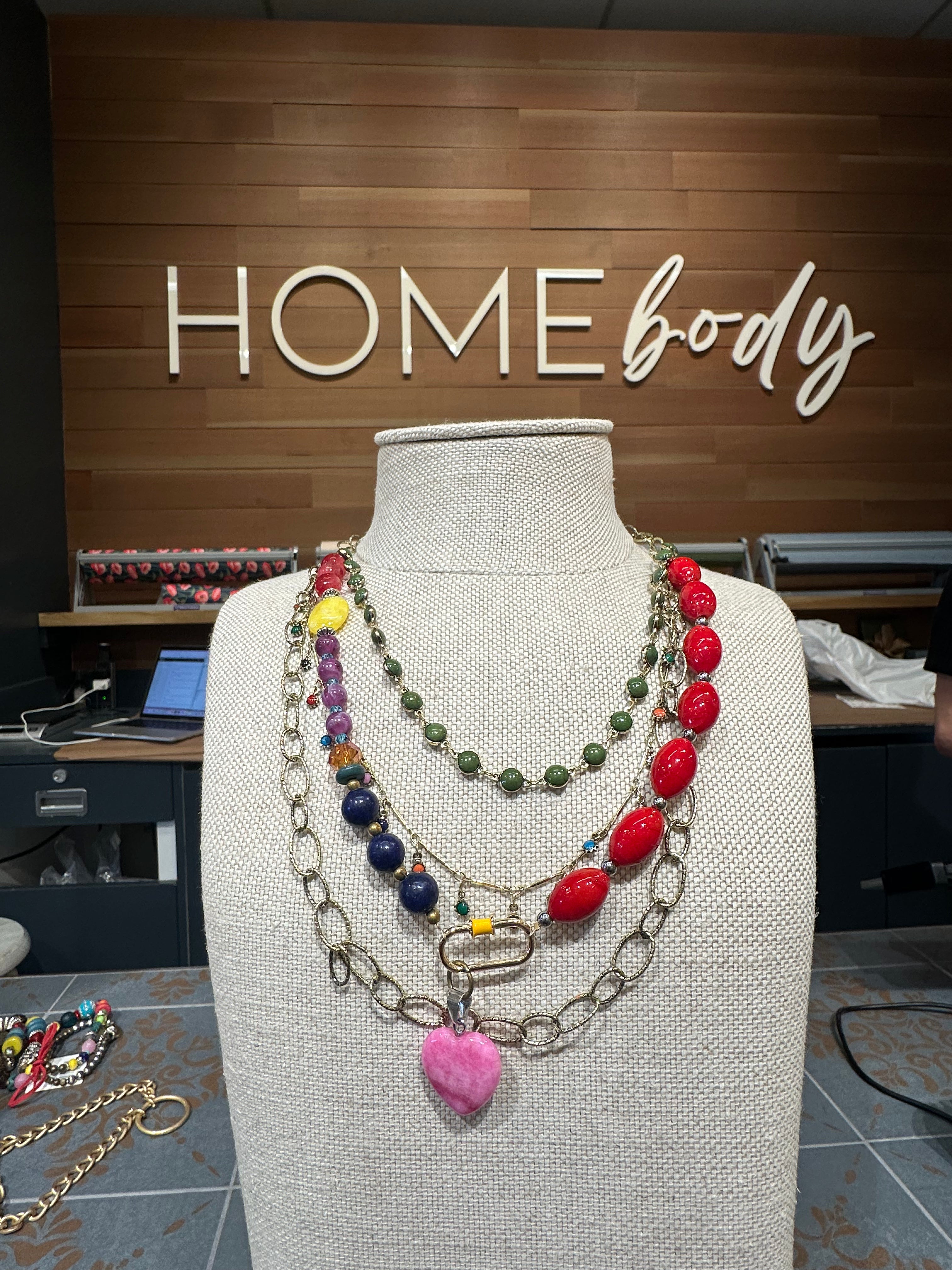 Colorful Beaded Heart Necklace