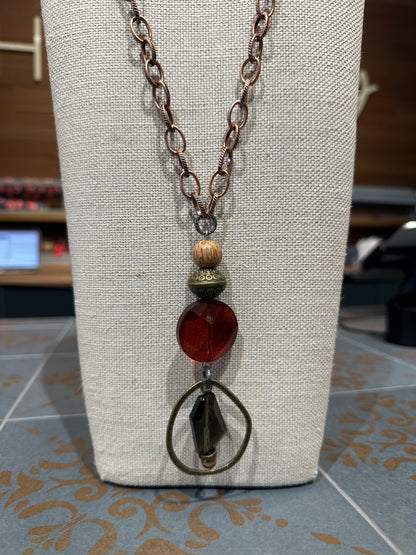 Circle Necklace with Garnet Stone