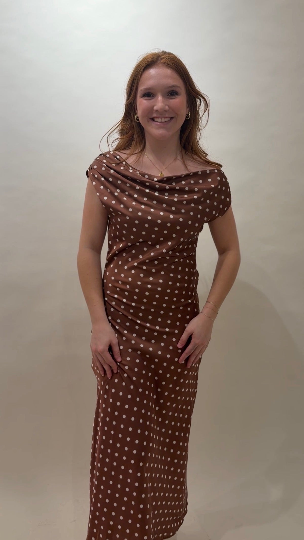 Satin Polka Dot Maxi Dress