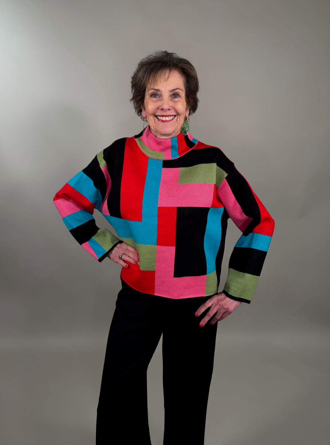 Funky Colorblock Turtleneck Sweater