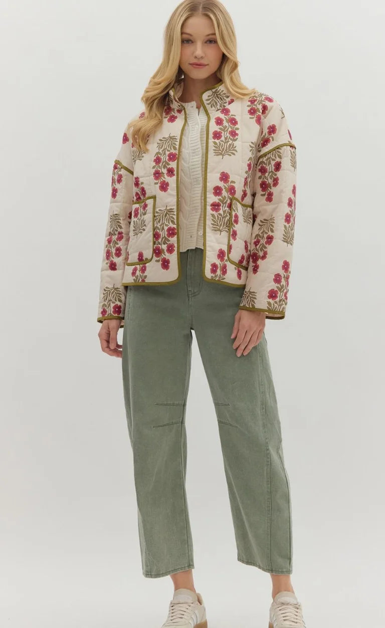 Ecru with Red Floral Jacket