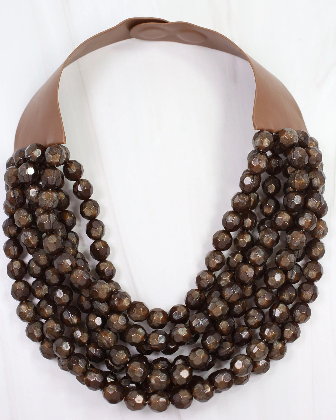 Brown Multi Layered Beaded Necklace