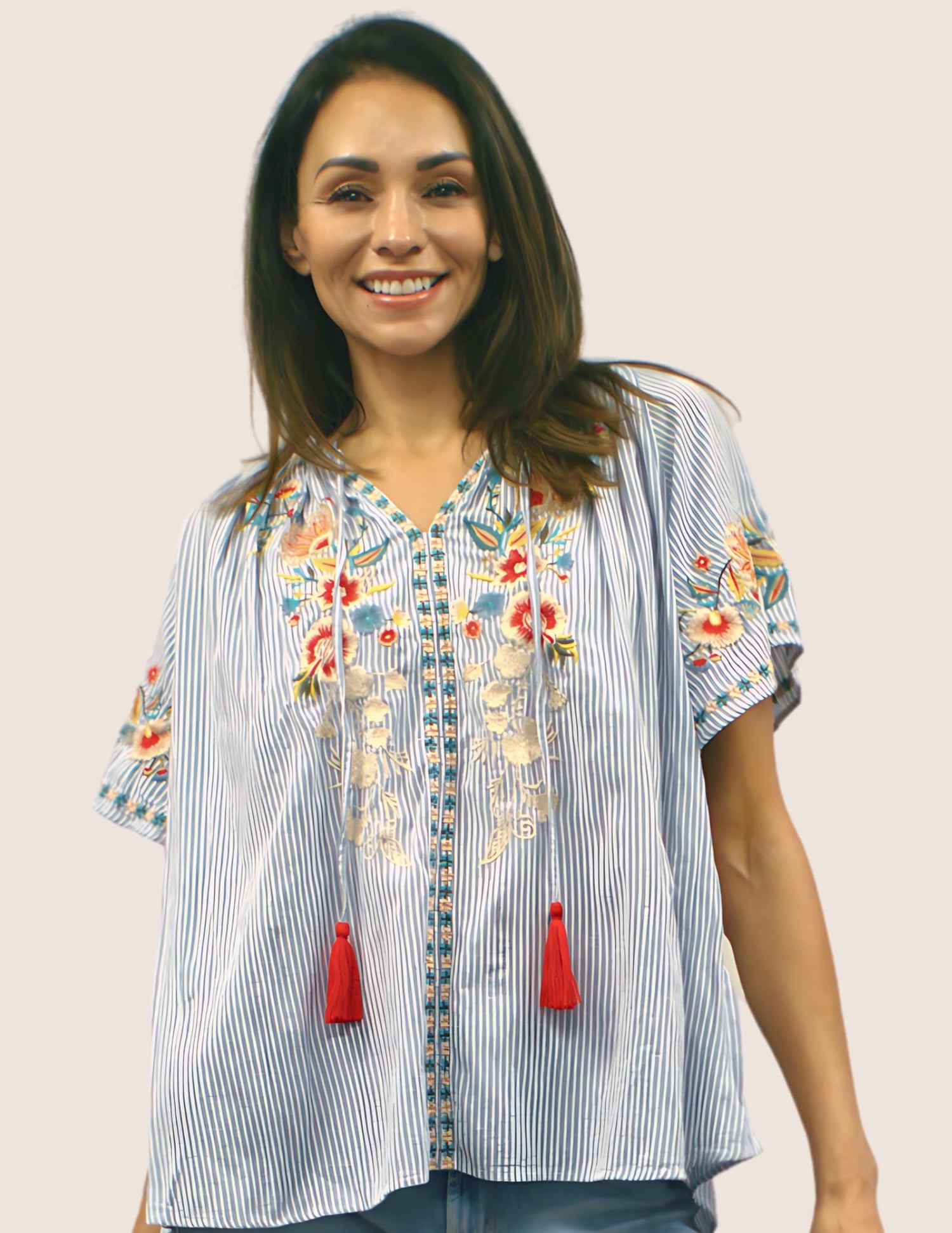 Unique Embroidered Blouse with String