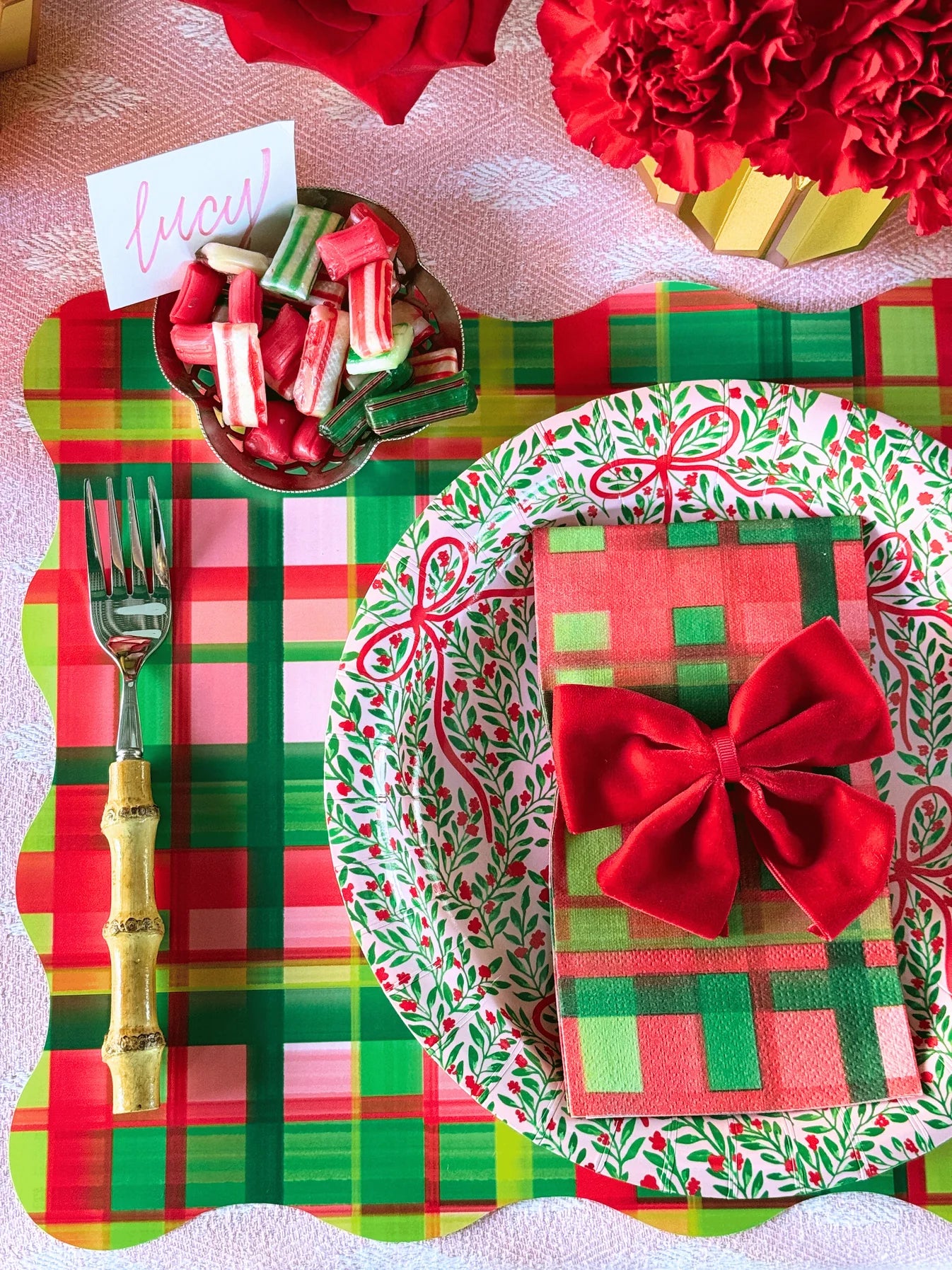 Holiday Plaid Linen-feel Paper Dinner Napkins