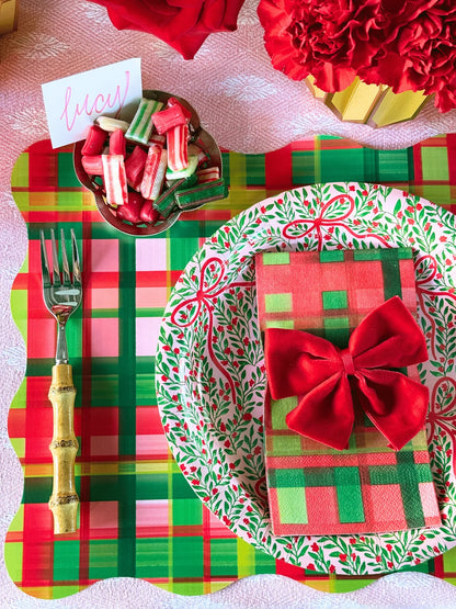 Holiday Plaid Linen-feel Paper Dinner Napkins
