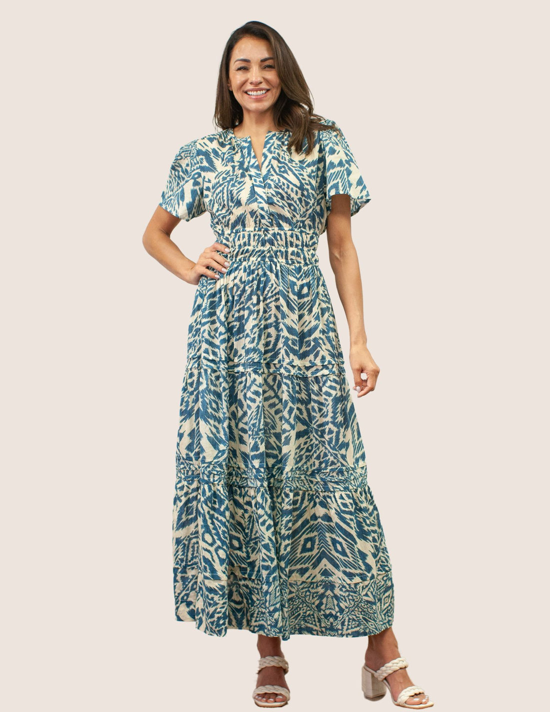 Blue and Teal Patterened Dress