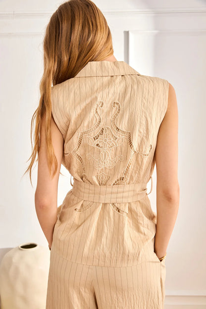Pinstripe Bow Vest