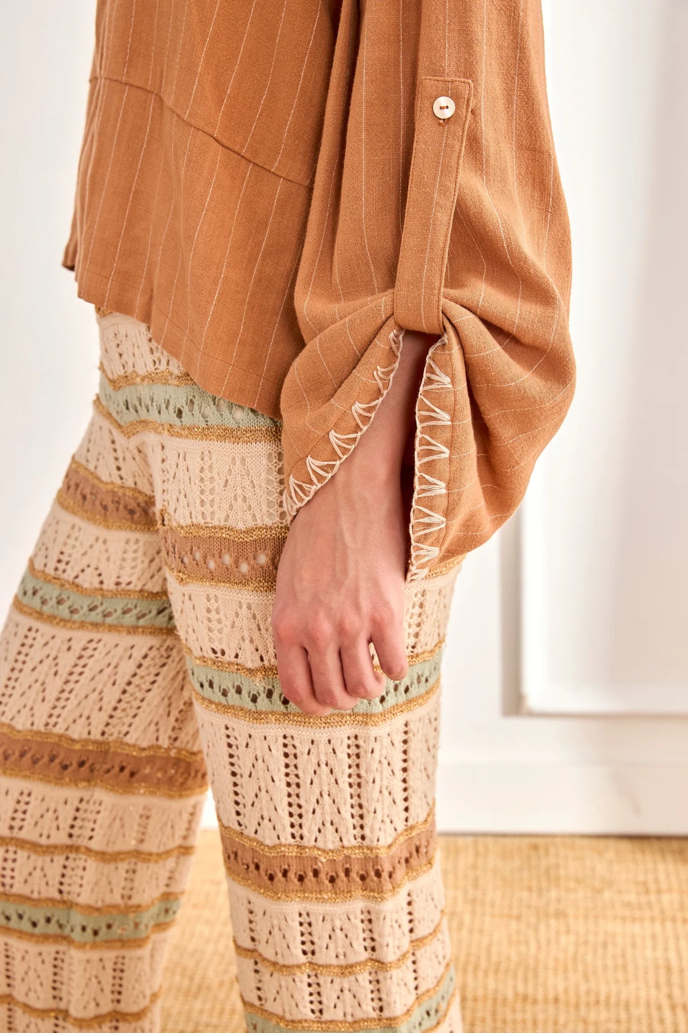 Breezy Linen-Blend Pinstripe Blouse