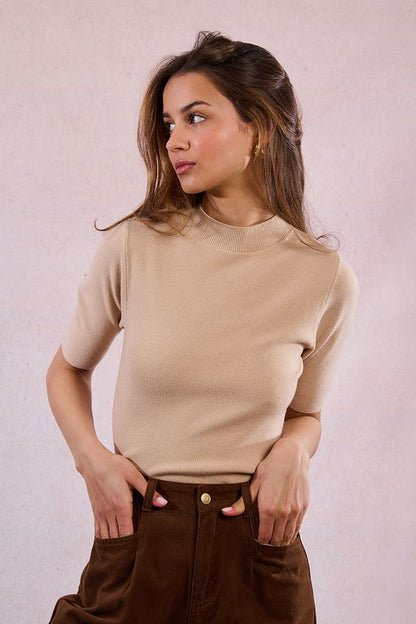 Knit Short-Sleeve Sweater