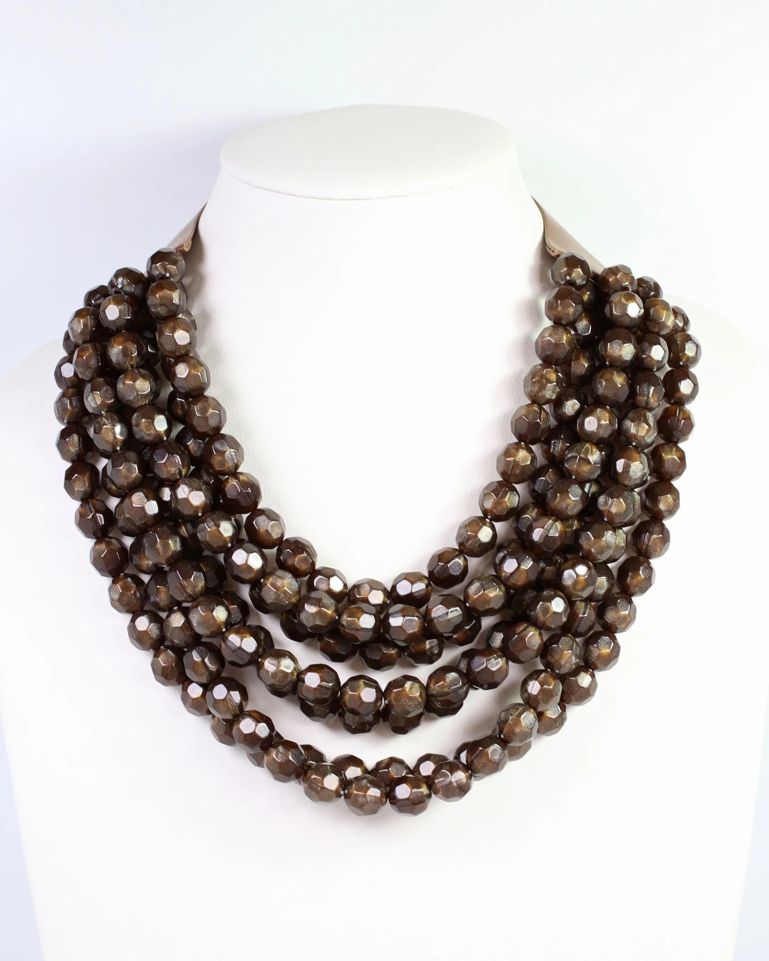 Brown Multi Layered Beaded Necklace