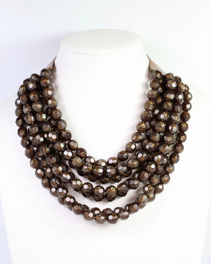 Brown Multi Layered Beaded Necklace