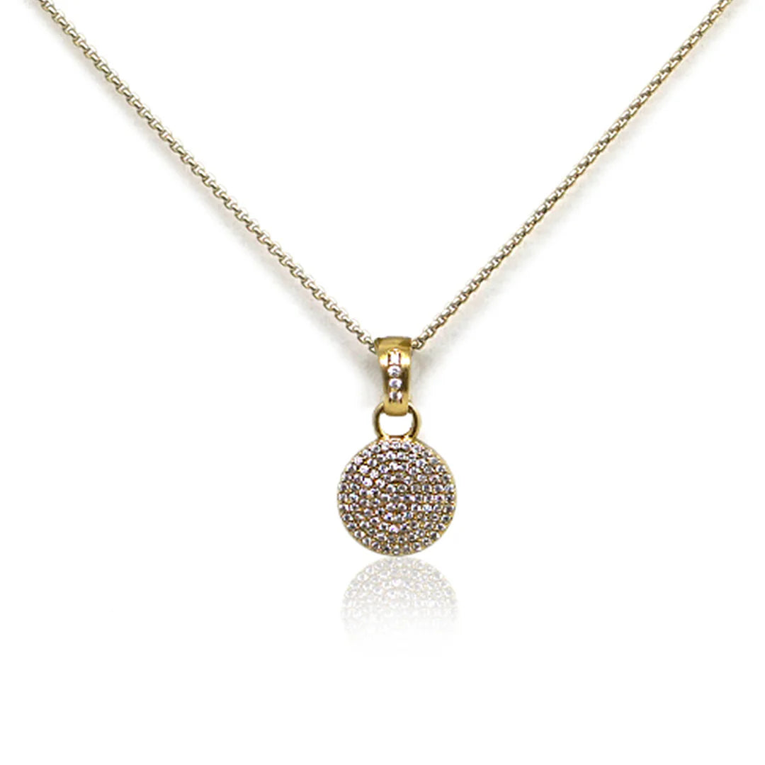 Gold Pave Disc Necklace