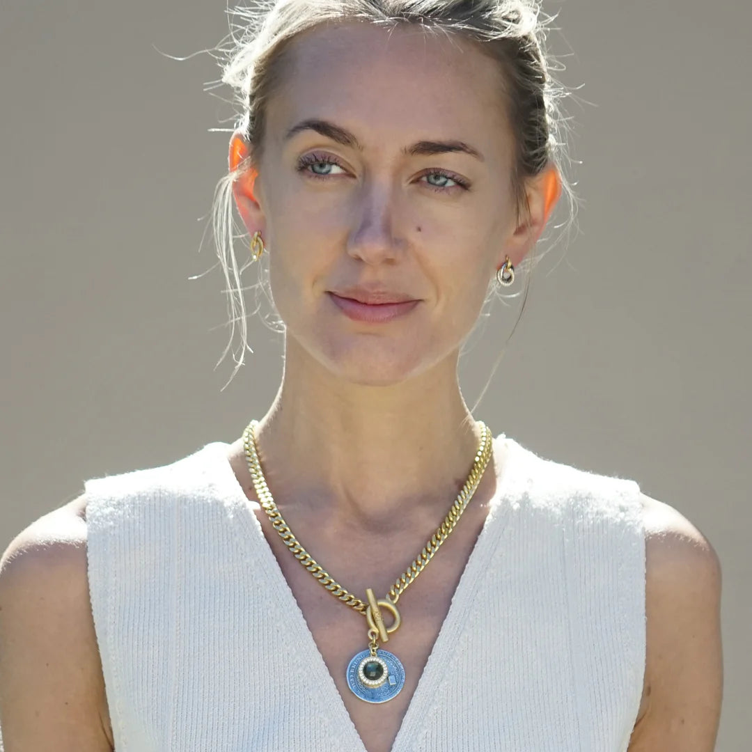 Gold Mesa Labradorite Charm Necklace