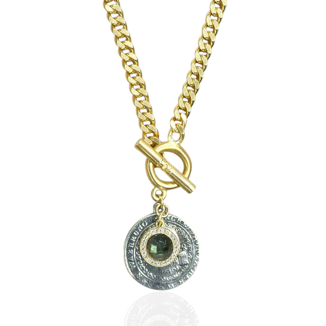 Gold Mesa Labradorite Charm Necklace